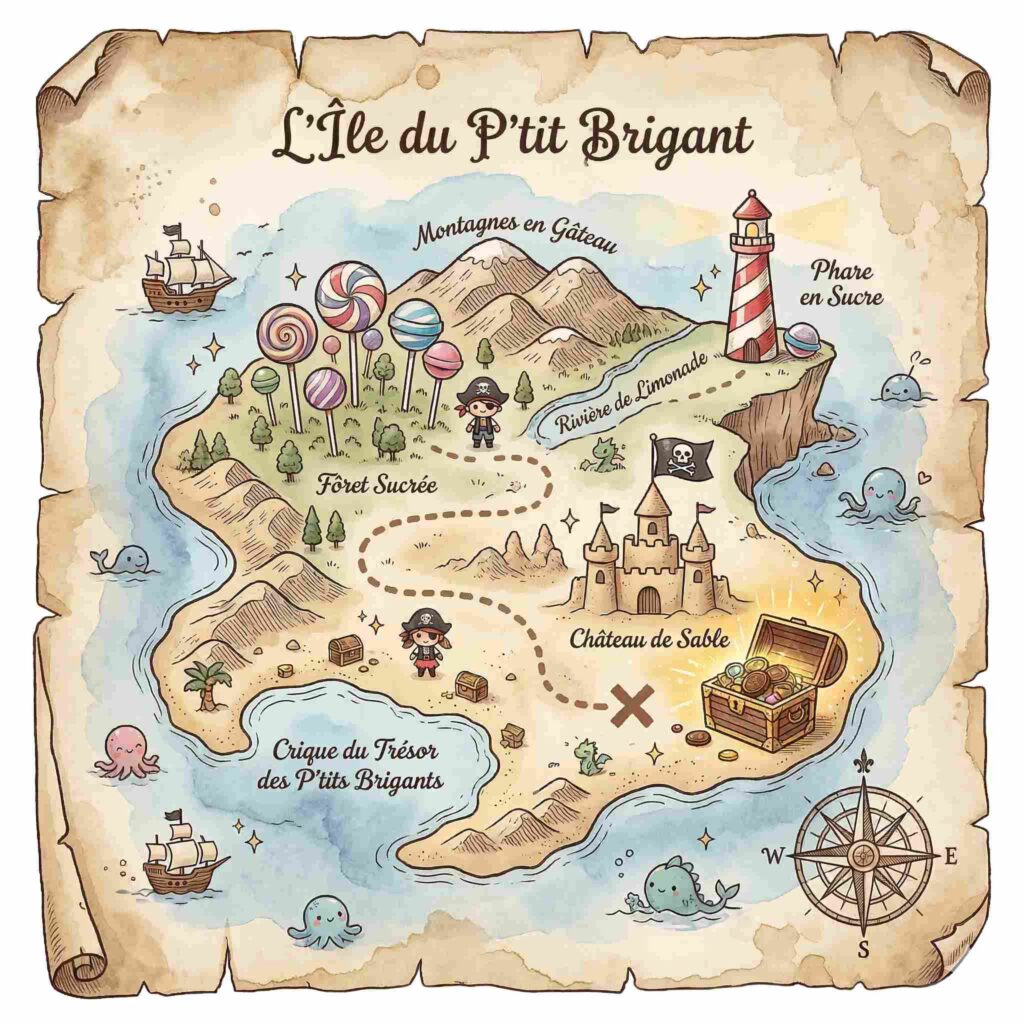 Illustration d’île pour conte marin P’tit Brigant